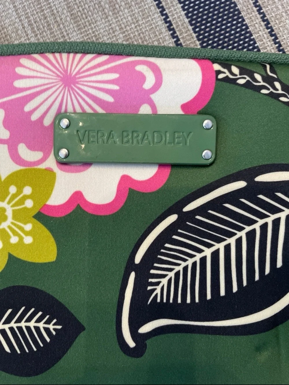 Vera Bradley Green Floral Zip Pouch